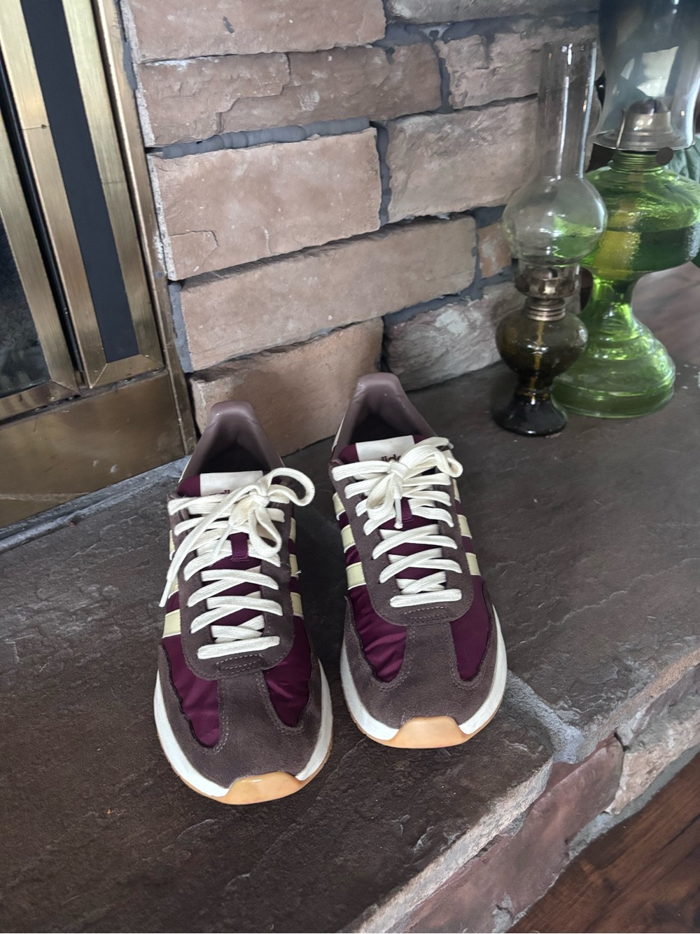 Adidas Womens Run 7.0S Burgundy and Brown Retro Sneakers